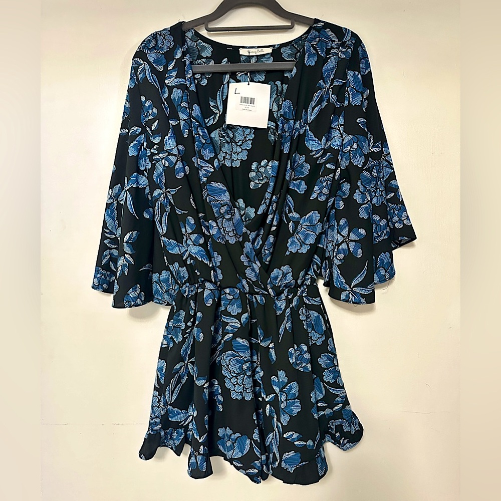 Honey Belle Blue Floral Romper size L